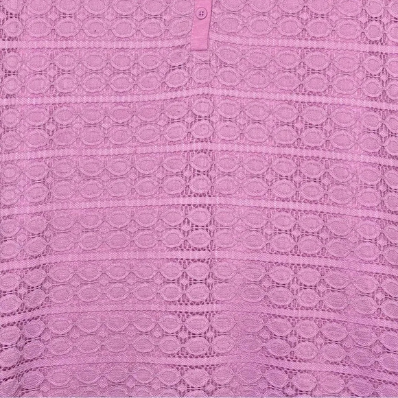 Basic editions 2X Top Shirt Purple Lace Over Henley Roll Tab Long Sleeve Cotton - Picture 2 of 7